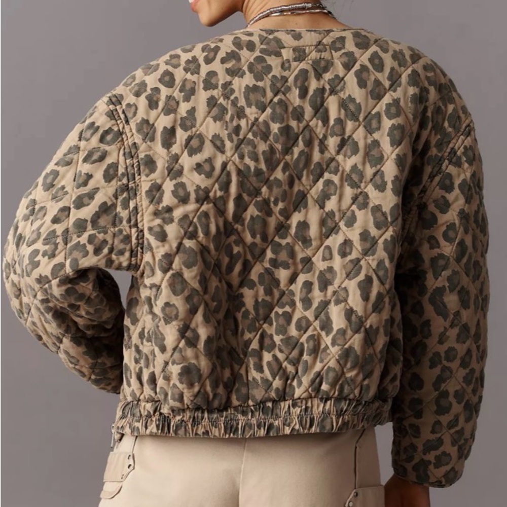 Balmain Tan and Black Leopard Bomber Jacket - Picture 2 of 8